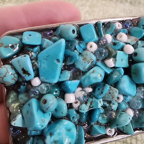 Handmade Stone Cross Belt Buckle Turquoise Howlite Beads Western 3" - Picture 8 of 8